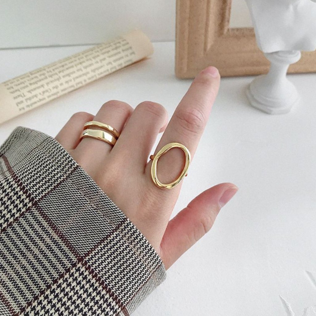 Irregular Openwork Oval Adjustable Ring